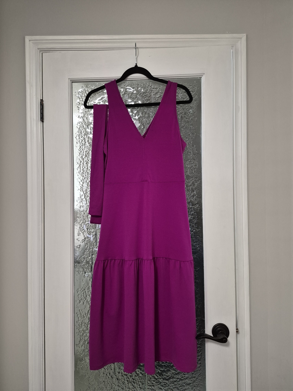 Banana Republic Bright Fuchsia V-Neck Tiered Midi Dress